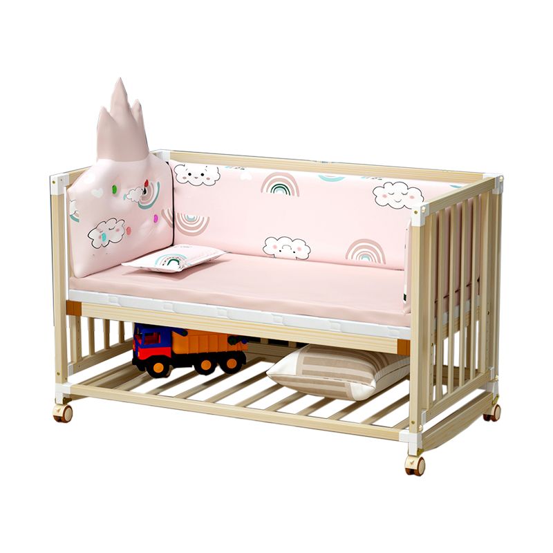 Scandinavian Wooden Baby Crib Storage Animal Pattern Nursery Crib