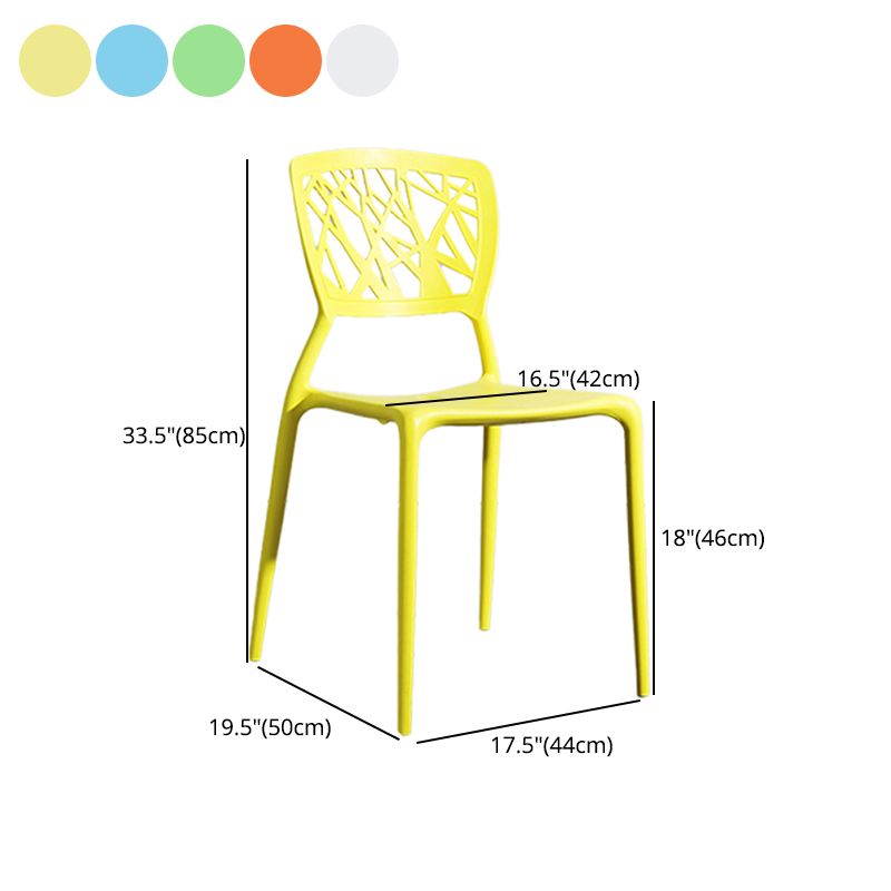 Scandinavian Plastic Kitchen and Dining Room Chair Open Back Dining Side Chair