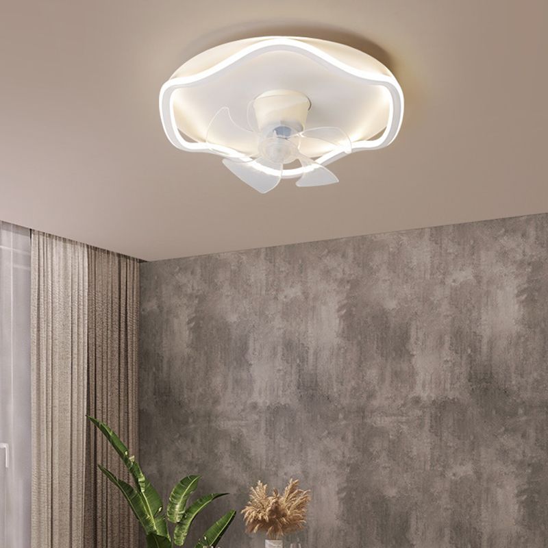 5-Blade Contemporary Ceiling Fan White/Golden Fan with Light for Dining Room