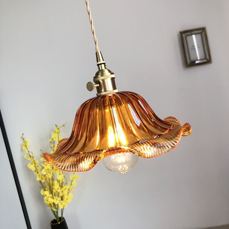 Shaded Restaurant Pendant Light Fixture Vintage Style Glass Hanging Pendant Light