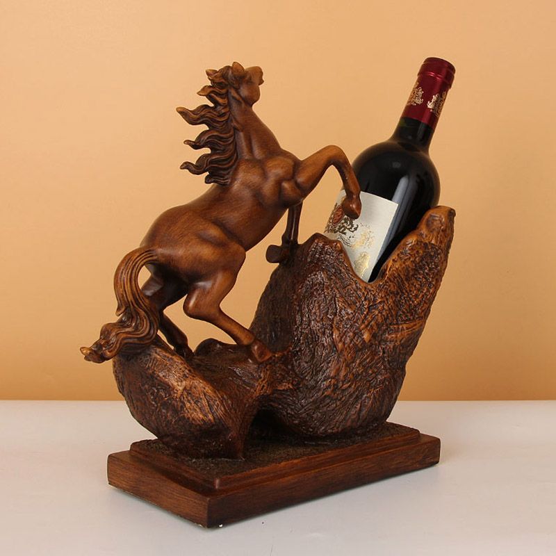 Modern Simple Tabletop Wine Rack Horse Shape Resin Wine Bottle Rack for Kitchen