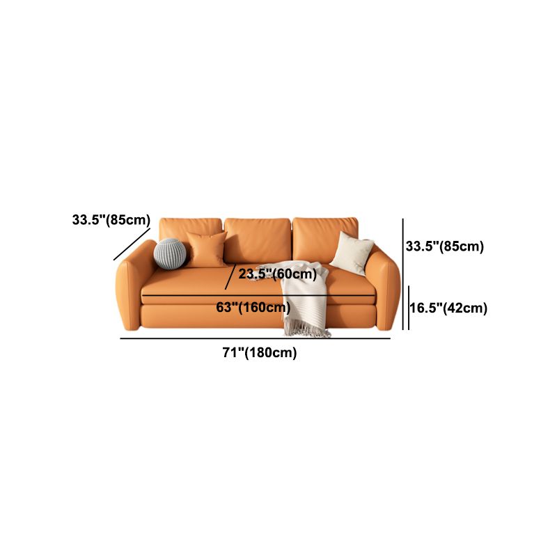 Faux Leather Square Arm Contemporary Bed Sofa Couch in Brown