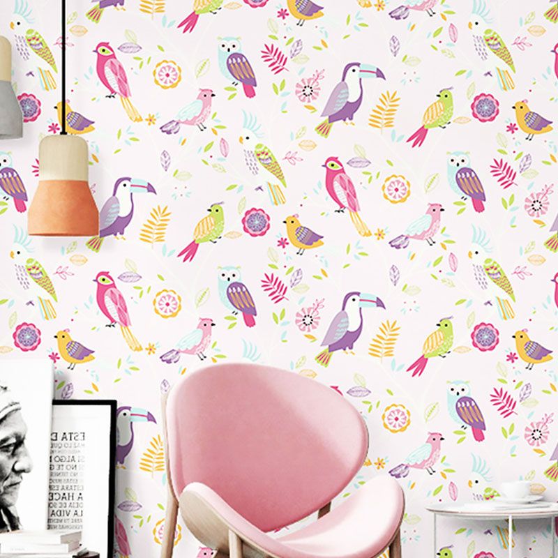 Pastel Color Simple Wallpaper 900 Bird and Lemon Wall Art for Kid's Bedroom