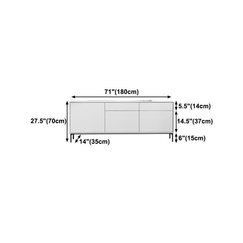 Contemporary Wood Sideboard Adjustable Shelves Dining Room Sideboard