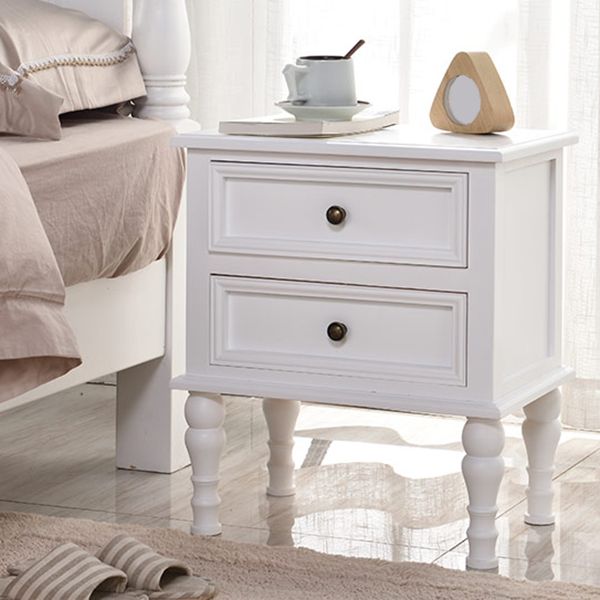 American Style Kids Bedside Table 2 Drawers Solid Wood Nursery Nightstand