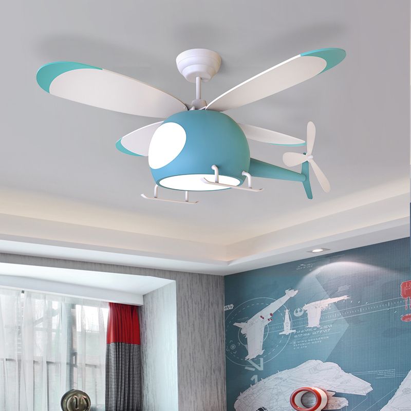 Metal Airplane Flush Mount Light Modern Colorful LED Fan Light for Kid's Room