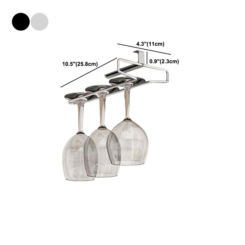 Metal Hanging Modern Wine Rack 0.92"W Stemware Holder in Black/Silver