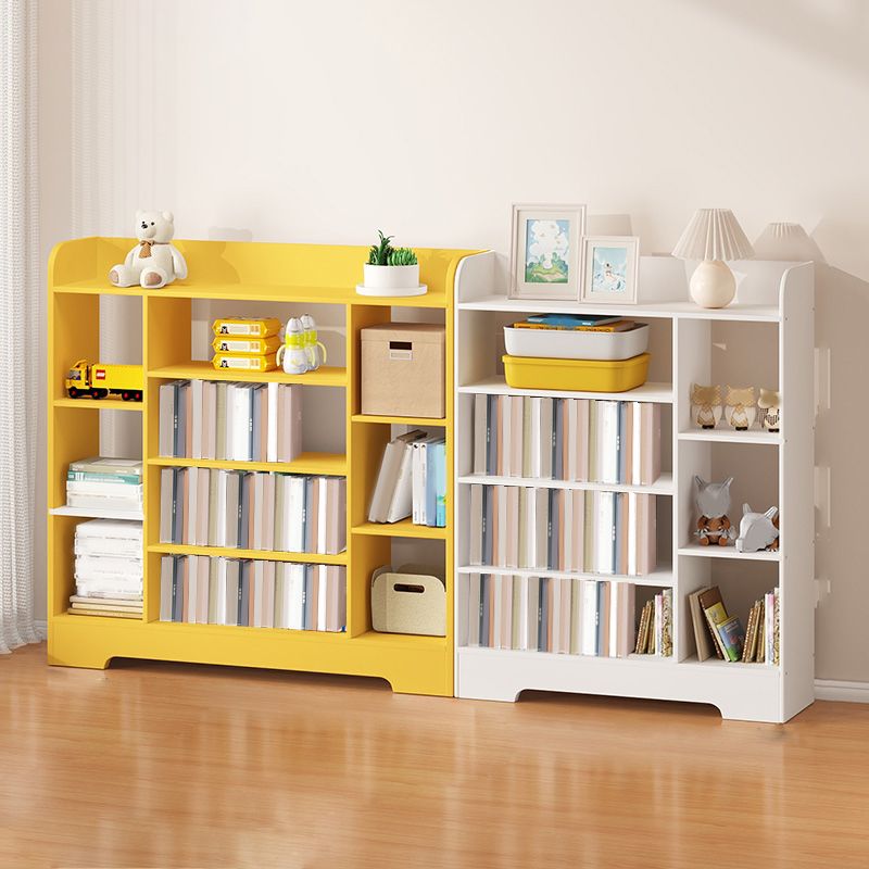 Modern Wood Book Shelf Freestanding Standard Kids Bookshelf in Blue/White/Yellow