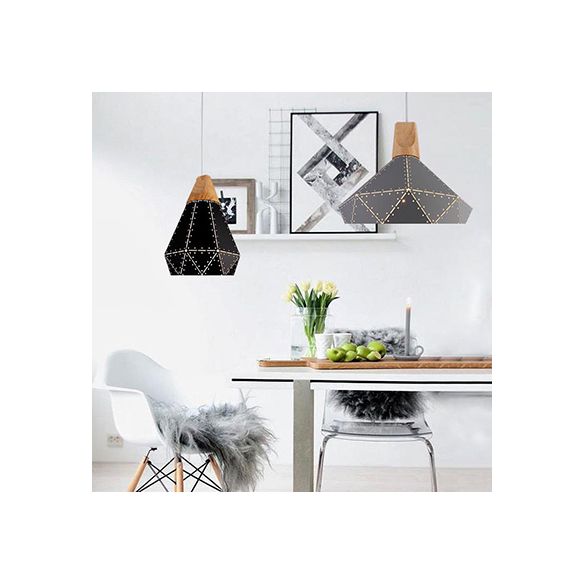 Metallic Diamond Shape Pendant Light Black/Grey/White 1 Light Modern Monochrome Hanging Light for Kitchen Stair