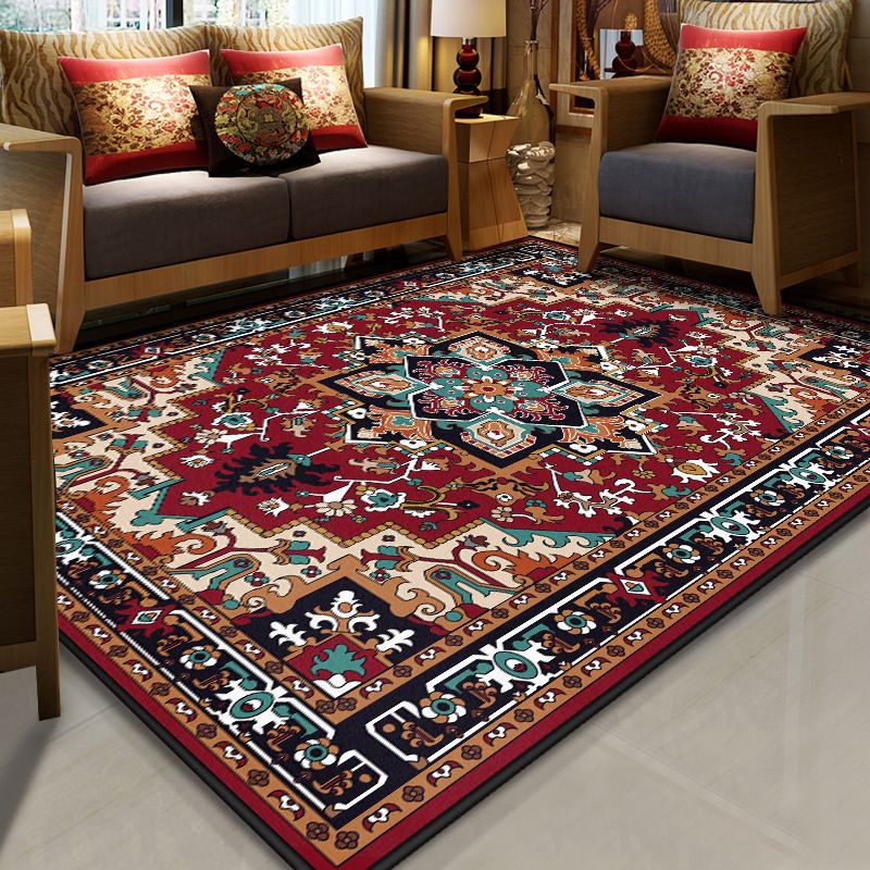 Resplendent Multicolor Floral Rug Synthetics Moroccan Carpet Washable Pet Friendly Anti-Slip Rug for Room