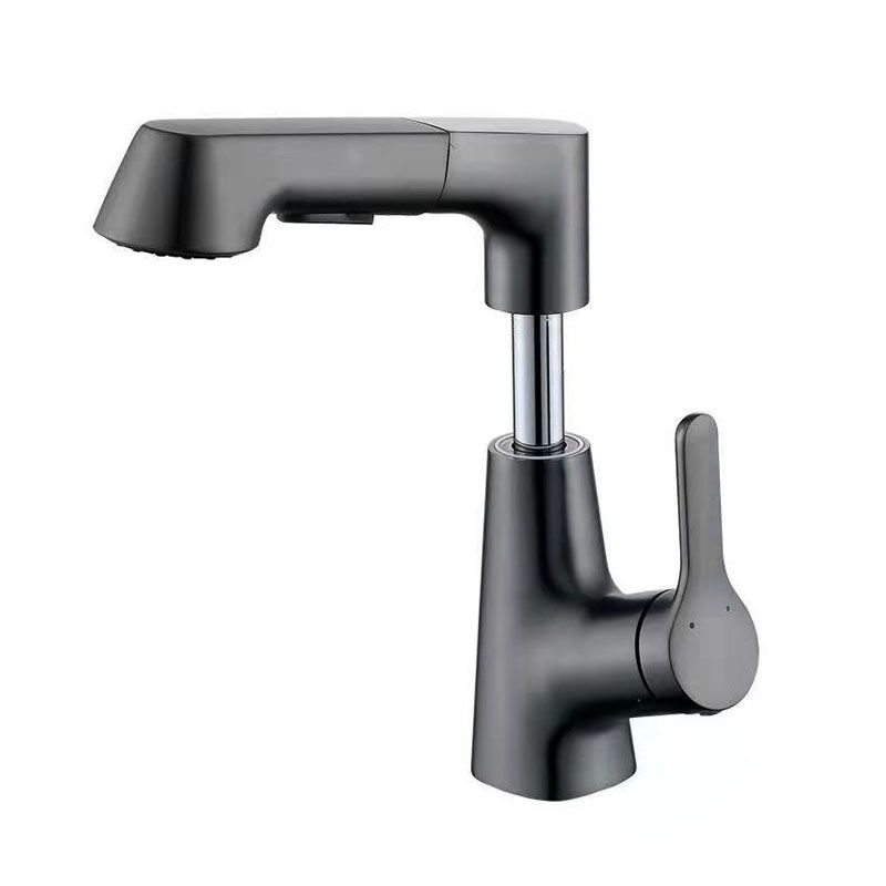 Modern Vessel Sink Faucet Lever Handle Copper Low Arc Retractable Vessel Faucet