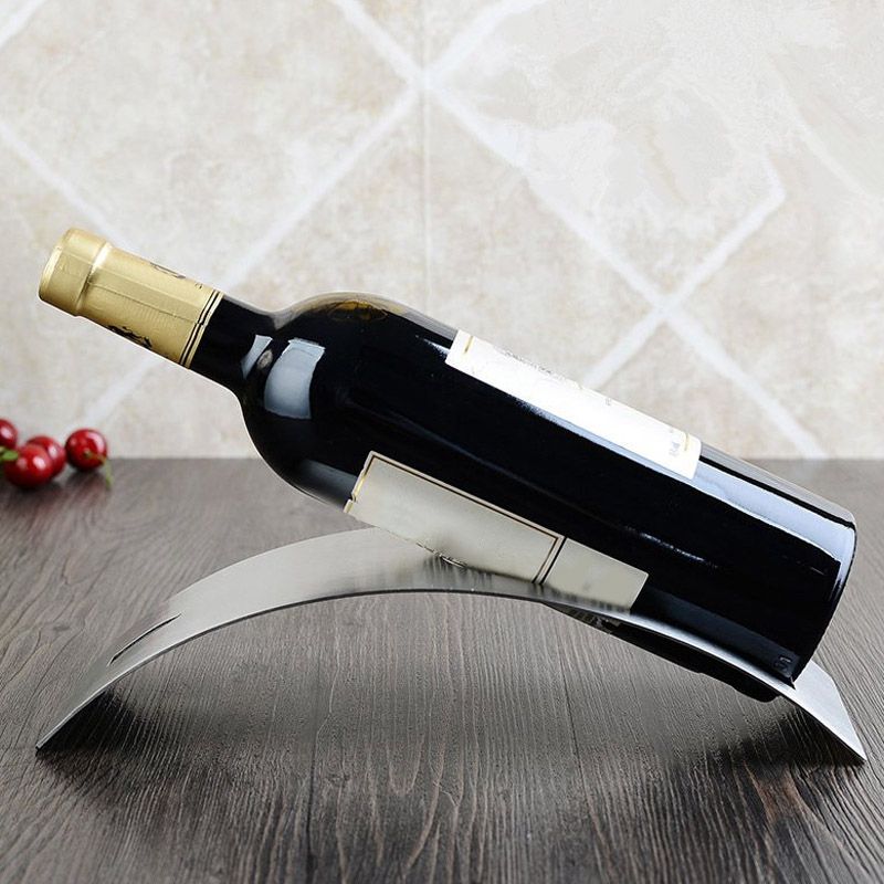 Countertop Wine Rack Metal Silvery Wine Bottle Rack for Living Room