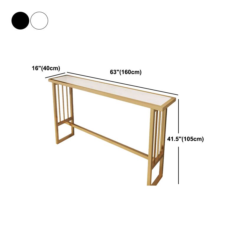 Stone Bar Dining Table Glam Rectangle Bar Table with Trestle Pedestal for Dining Room Cafe