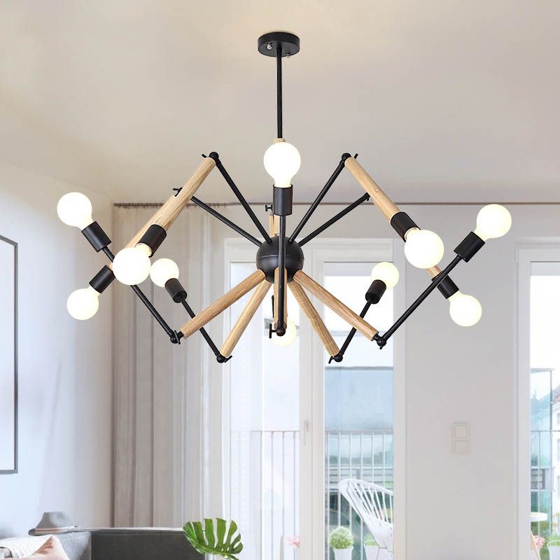 Spider Chandelier Pendant Light Modern Multi-Head Beige Bronze Chandelier Lamp for Restaurant