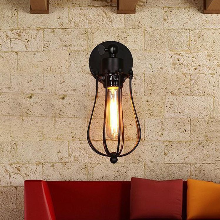 Unique Shape Sconce Light Fixture Industrial Sconce Lamp in Black Finish