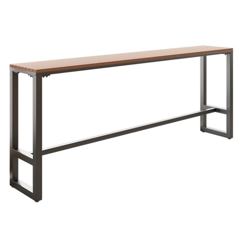 Wood Top Bar Table Industrial Bar Dining Table with Trestle Base