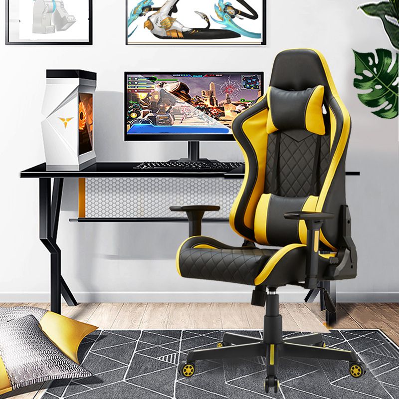 Modern Faux Leather Chair Lumbar Support Desk Chair Computer Chair