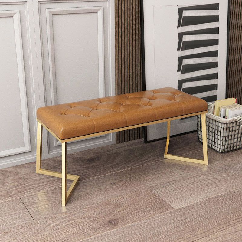 Mid-Century Modern Upholstered Bench Rectangle Bedroom Seating Bench with Legs