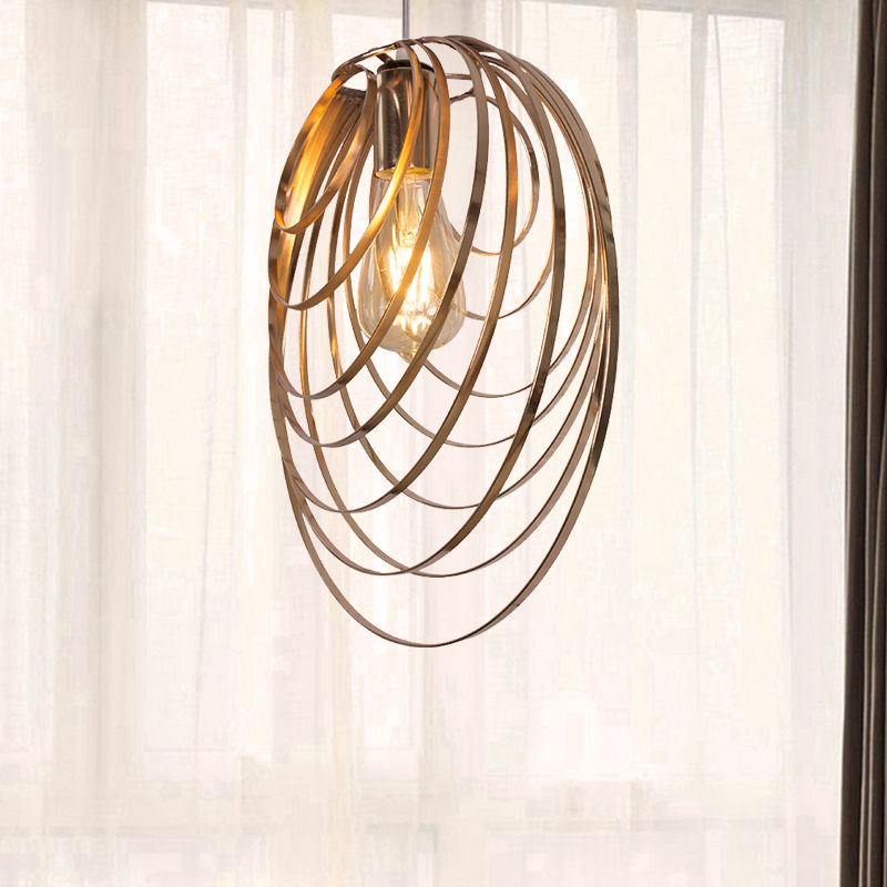 Metallringe Deckenlampe Industrial Style 1 Kopf Golden Hanging Anhänger Licht für Coffeeshop