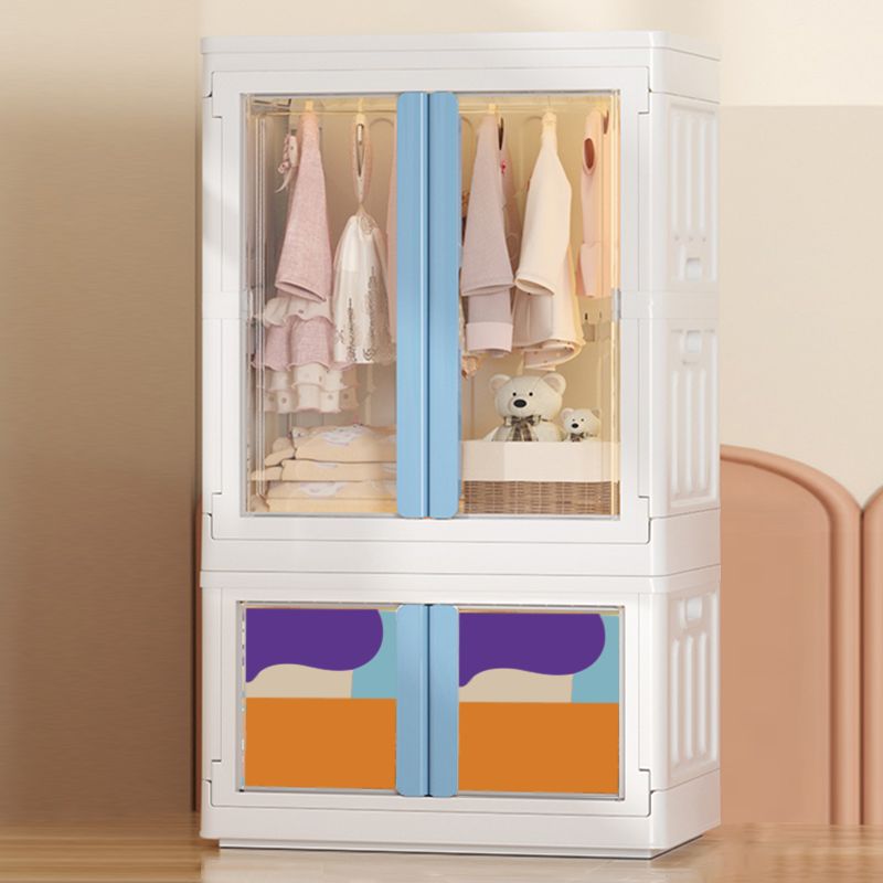 Modern Style Youth Armoire Plastic Bedroom Hanging Clothes Rack with Cloth Rod