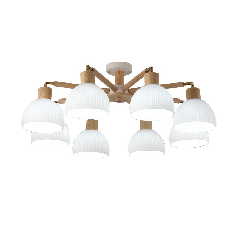 Modern Style Flush Mount Wood Ceiling Light in Brown for Living Room