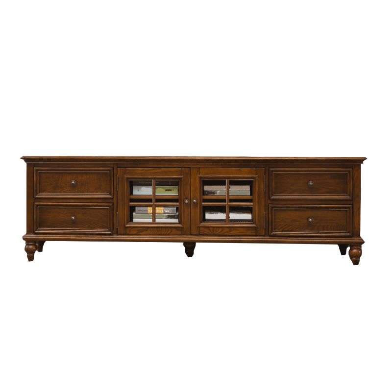 Traditional Ash TV Console Brown Media Console TV Stand with Drawers