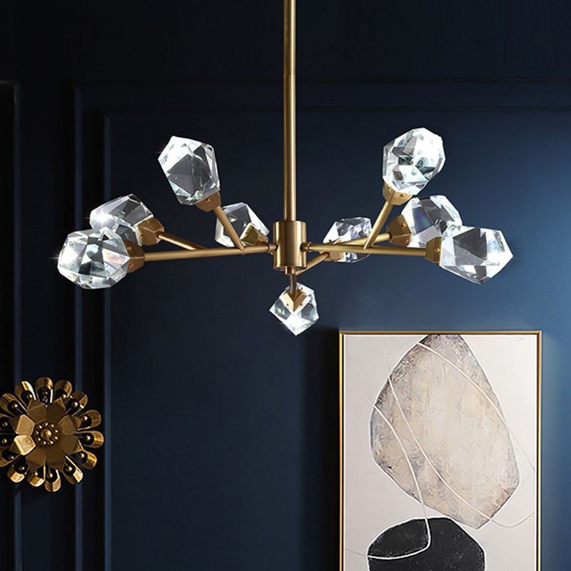 Chandelier en laiton Chandelier Crystal Block 9/12 / 18-Light Room Suspension Pendentif