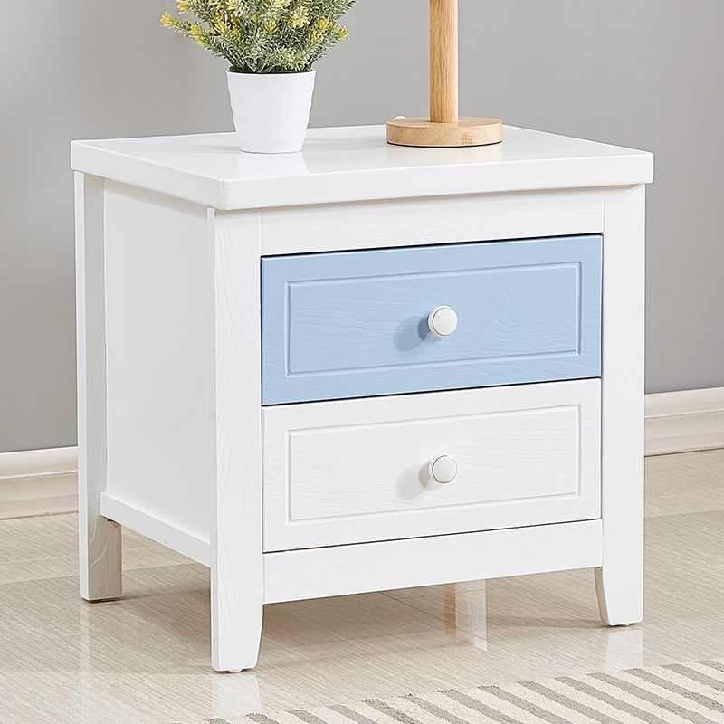 Modern Solid Wood Standard Nightstand with Drawers Kids Bedside Table