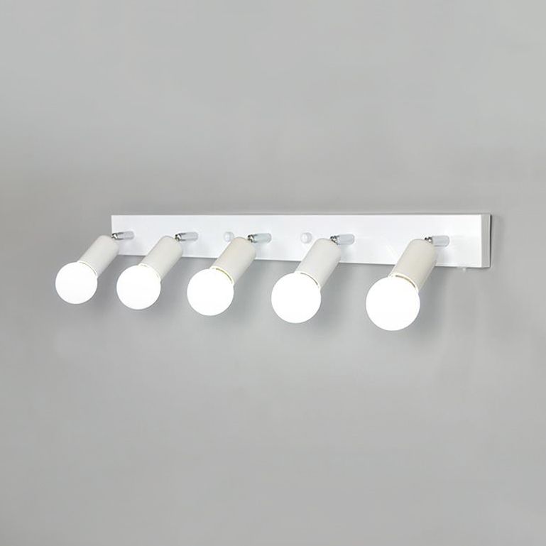 3/4 cabezas de iluminación de tocador de dormitorio con bombilla expuesta de estilo simple metal en blanco/blanco Lámpara de apliques de pared