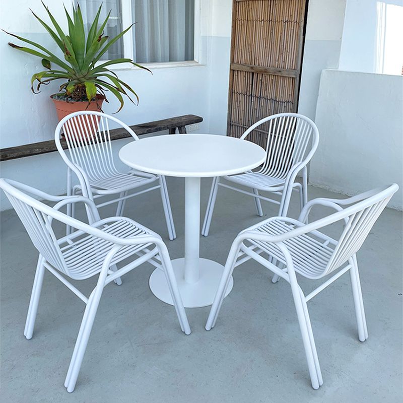 Modern White Dining Side Chair Stacking Outdoor Bistro Chairs