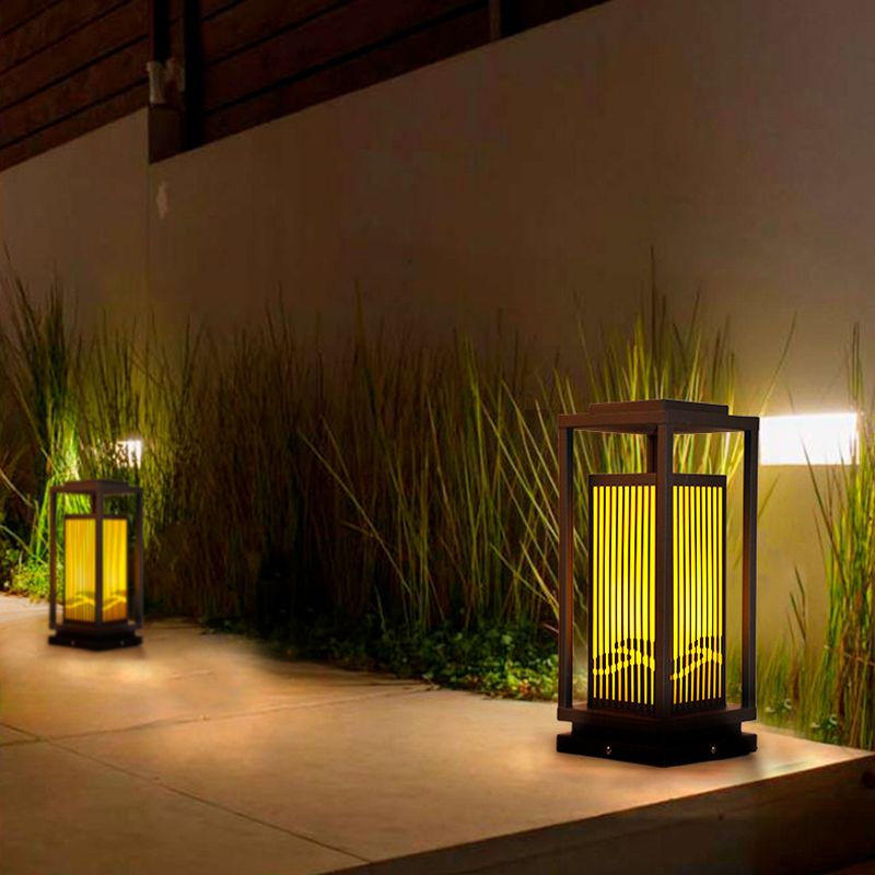 Modern Simple Outdoor Light Rectangle Shape Solar Energy Pillar Lamp for Courtyard