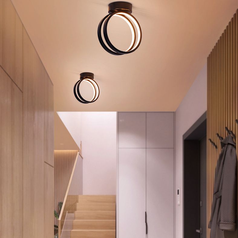 Halo Ring Hallway Ceiling Mounted Light Aluminium 1 Head Modern Flush Light Fixture