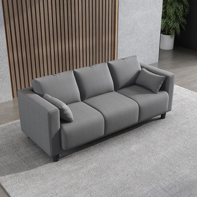 Modern Faux Leather/Linen Sofa Square Arm Couch for Living Room