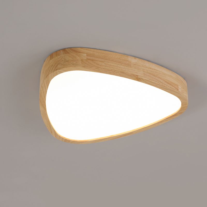 Modern Style Triangle Shape Flush Mount 1 Light Wood Ceiling Light for Bedroom