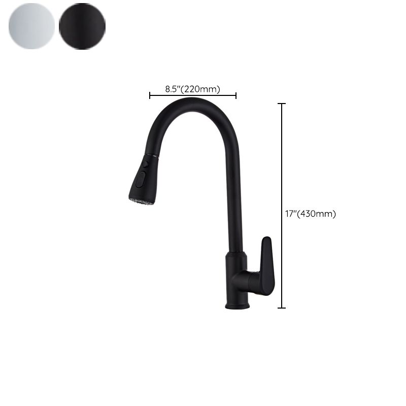 Contemporary Kitchen Sink Faucet Copper Swivel Spout with Pull out Faucet