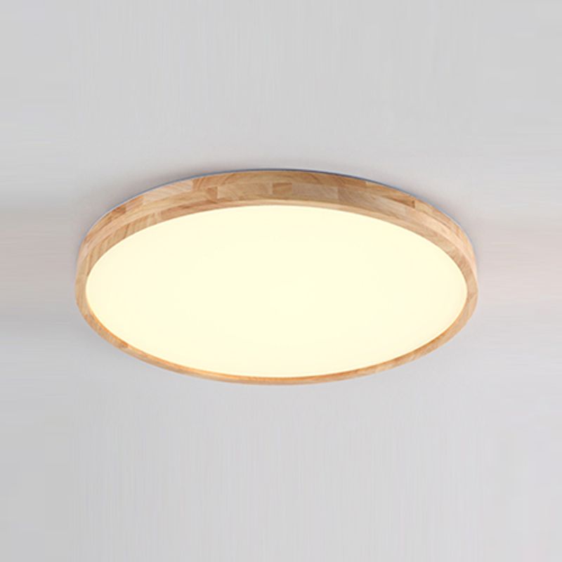 Round Wooden Ceiling Mounted Light Contemporary Flush Ceiling Light Fixtures