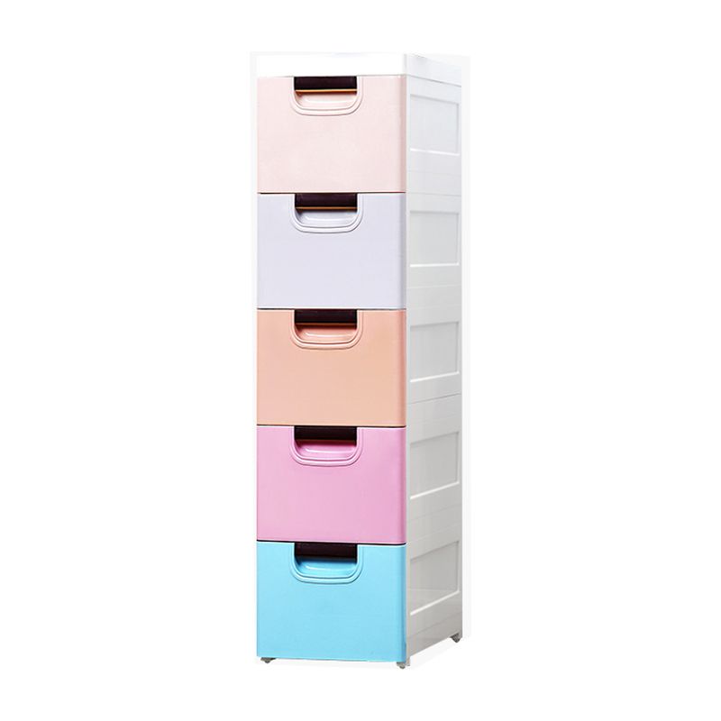 Plastic Kids Nightstand Modern Chest Nursery Dresser with 5 Drawers