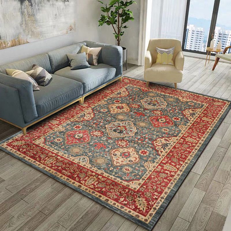 Persian Geometric Pattern Rug Multicolored Synthetics Area Rug Non-Slip Backing Easy Care Indoor Rug for Decor