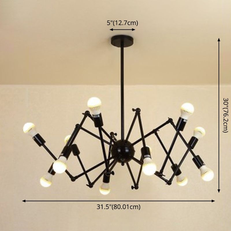 Spider-shaped Wrought Iron Chandelier Light Retro Industrial Style Coffee Shop Workshop Hanging Pendant Light