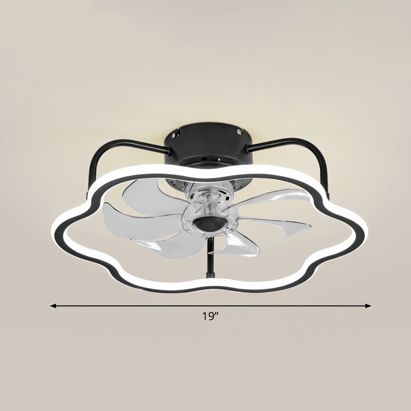 Remote Control Ring Shaped Acrylic Fan Light Minimalist 7-Blade LED Semi Flush Ceiling Light