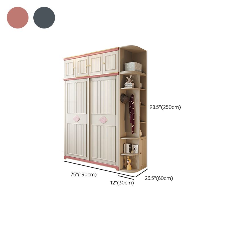 Manufactured Wood Kids Closet Bedroom Youth Armoire with Sliding Door