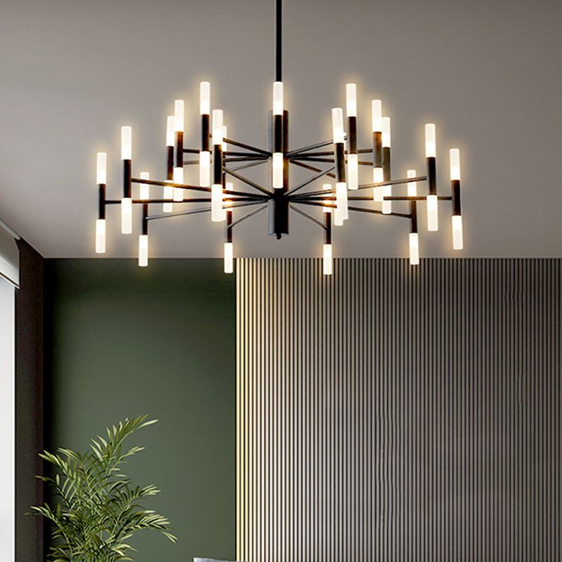 Radial Shaped Living Room Ceiling Lighting Metallic Postmodern LED Chandelier Light Fixture