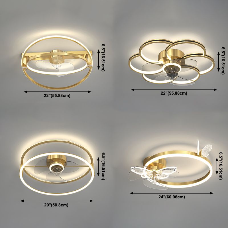 Ventilateur de plafond géométrique en métal lumières multiples de style moderne