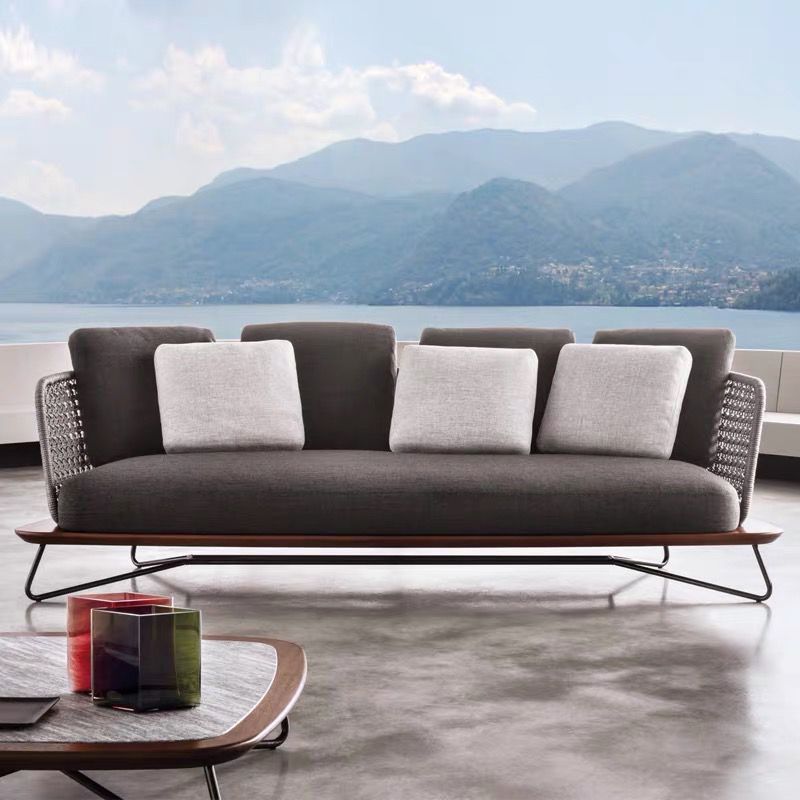 Contemporary Patio Sofa Water Resistant Outdoor Patio Sofa with Cushions