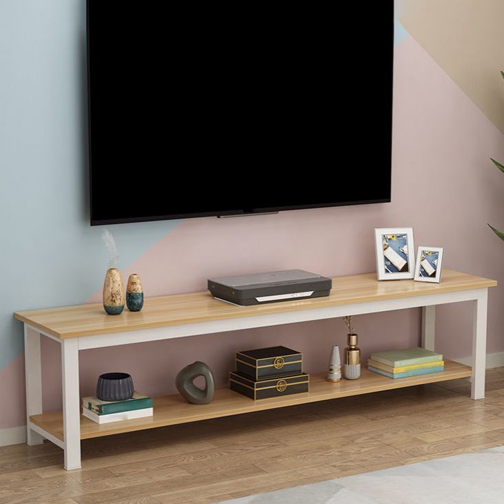 Scandinavian Engineered Wood Media Console with Shelves Matte Finish TV Media Stand