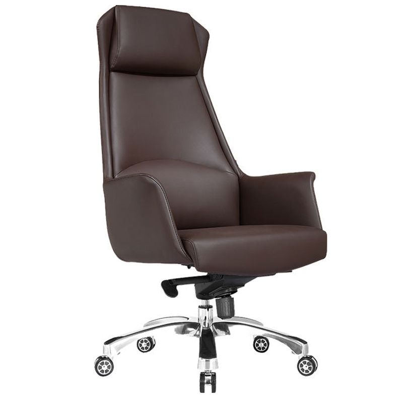 Modern Padded Arms Office Chair Leather Height-adjustable Chair