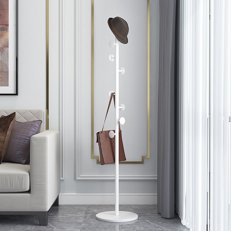 Contemporary Coat Hanger Metal Marble Detached Floor Coat Rack Living Room