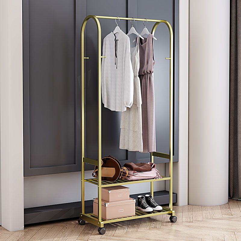 Contemporary Free Standing Coat Rack Storage Shelves Metal Coat Rack with Castors