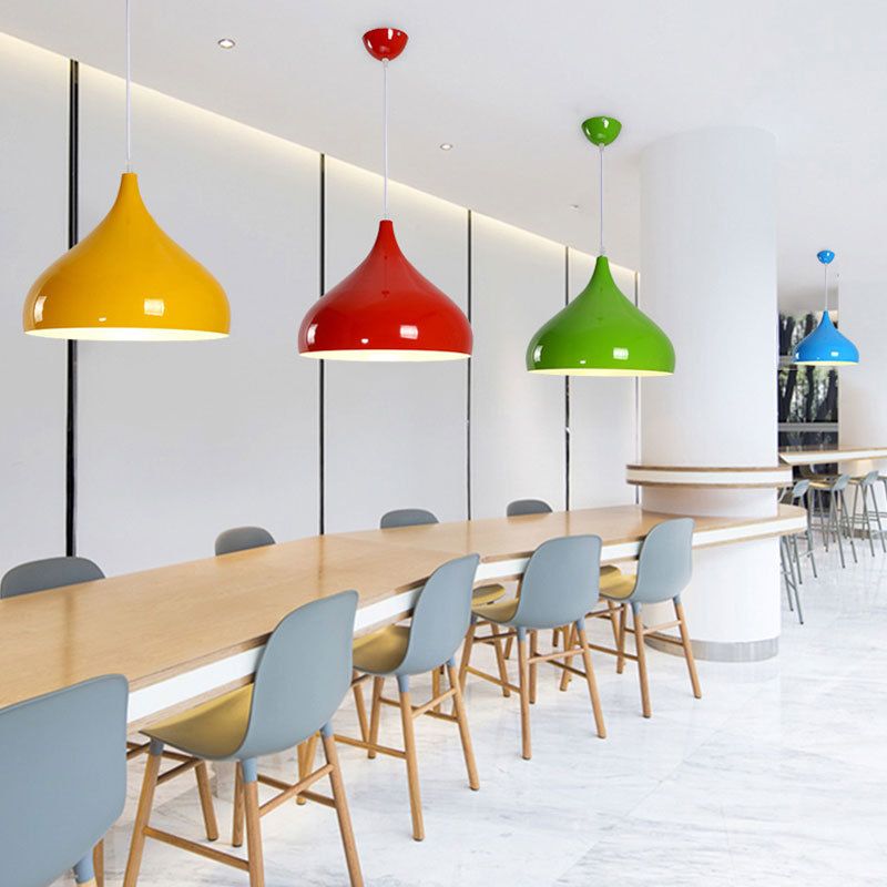 1-Light Cone Pendant Lights Contemporary Metal Macaron Pendant Lighting