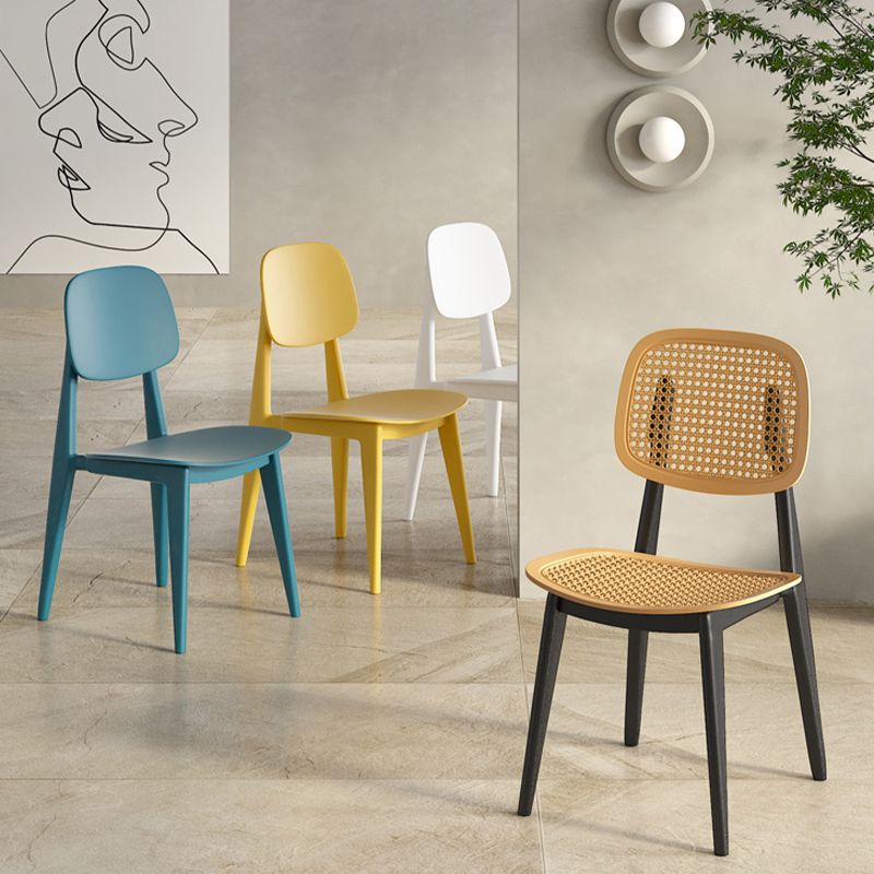 Dining Room Contemporary Plastic Open Back Dining Side Chair